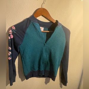 Wonder nation girls 7-8 long sleeve green blue jacket sweater- medium